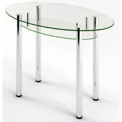 Glass dining table D-11-3 with tempered glass and chrome legs